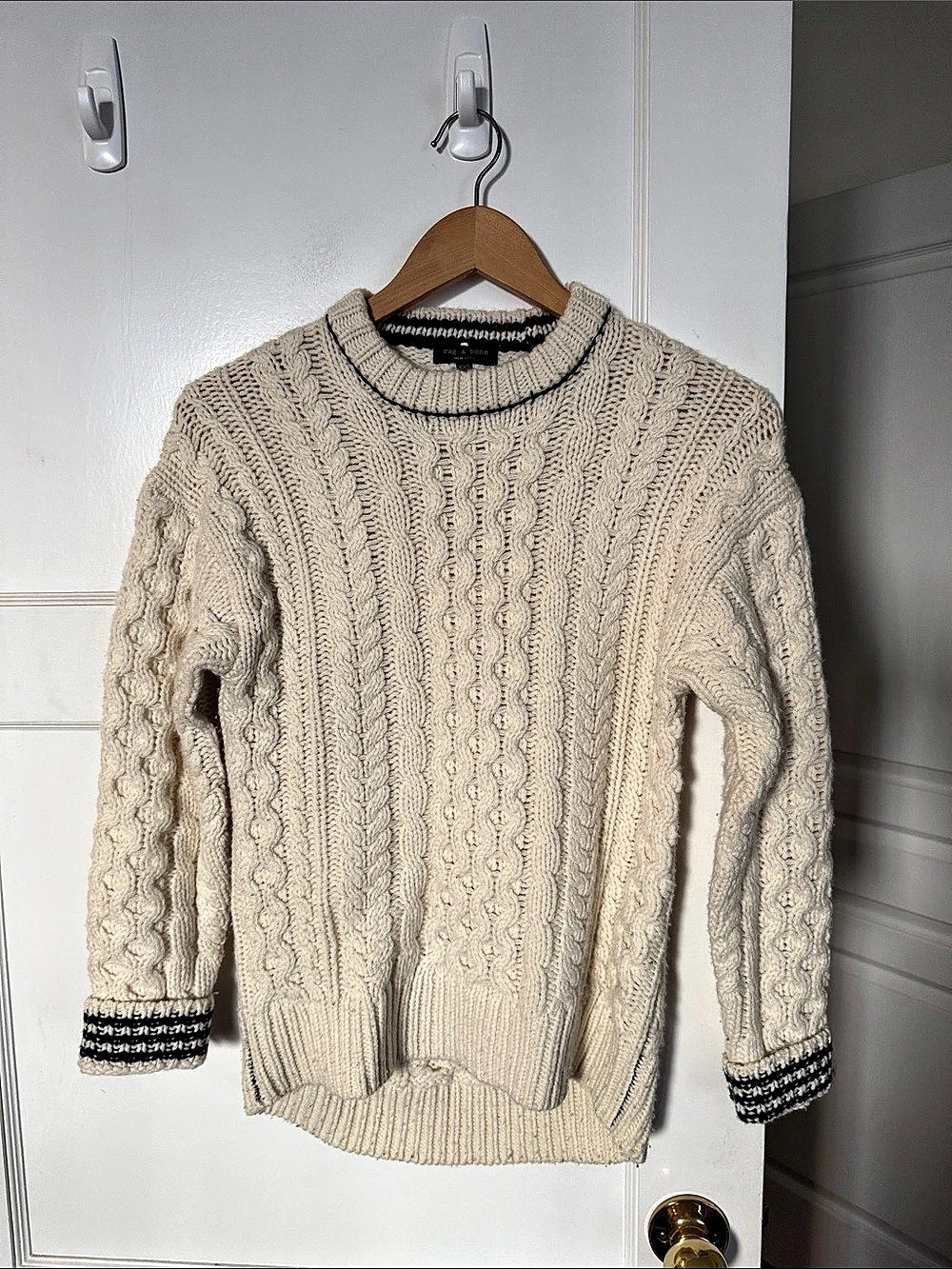 rag & bone Cable Knit Sweater in Cream Size XXS Like New